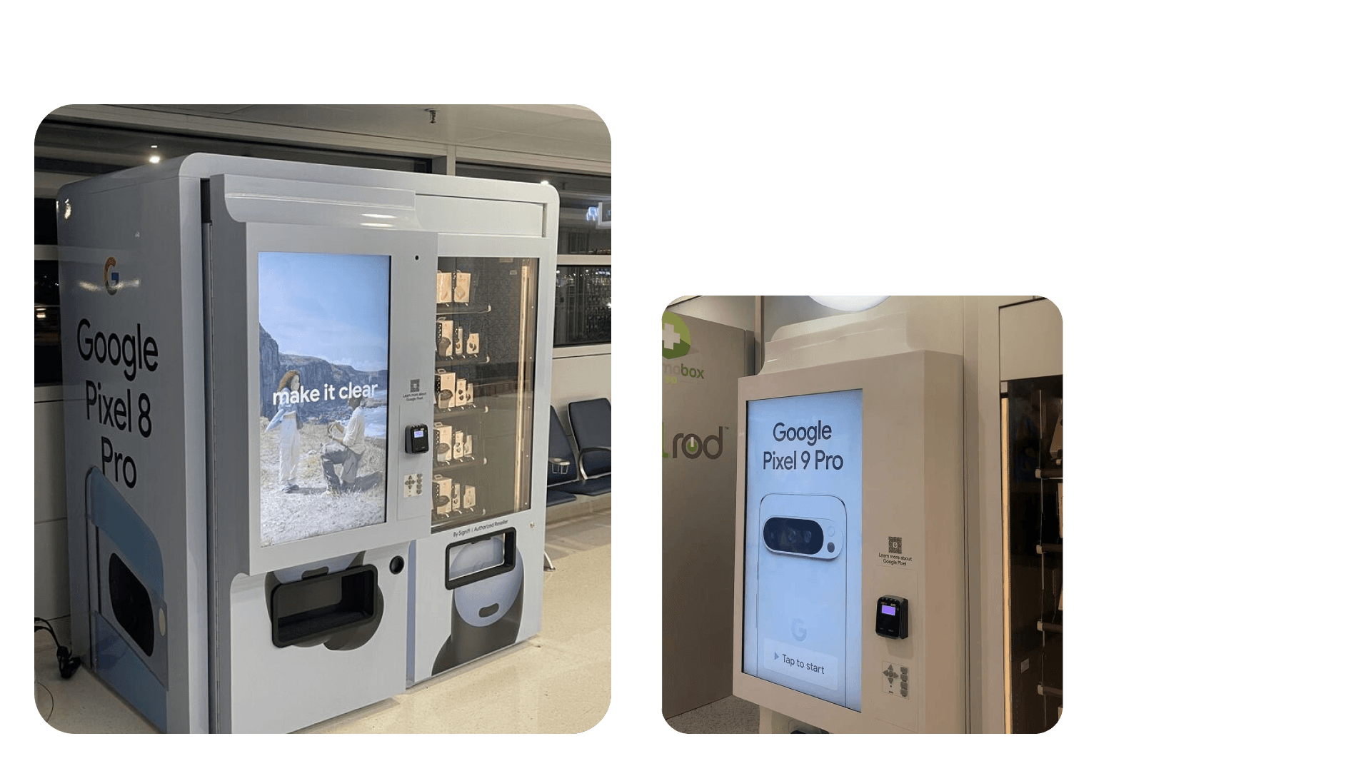 Google Pixel vending machine installations at the airport