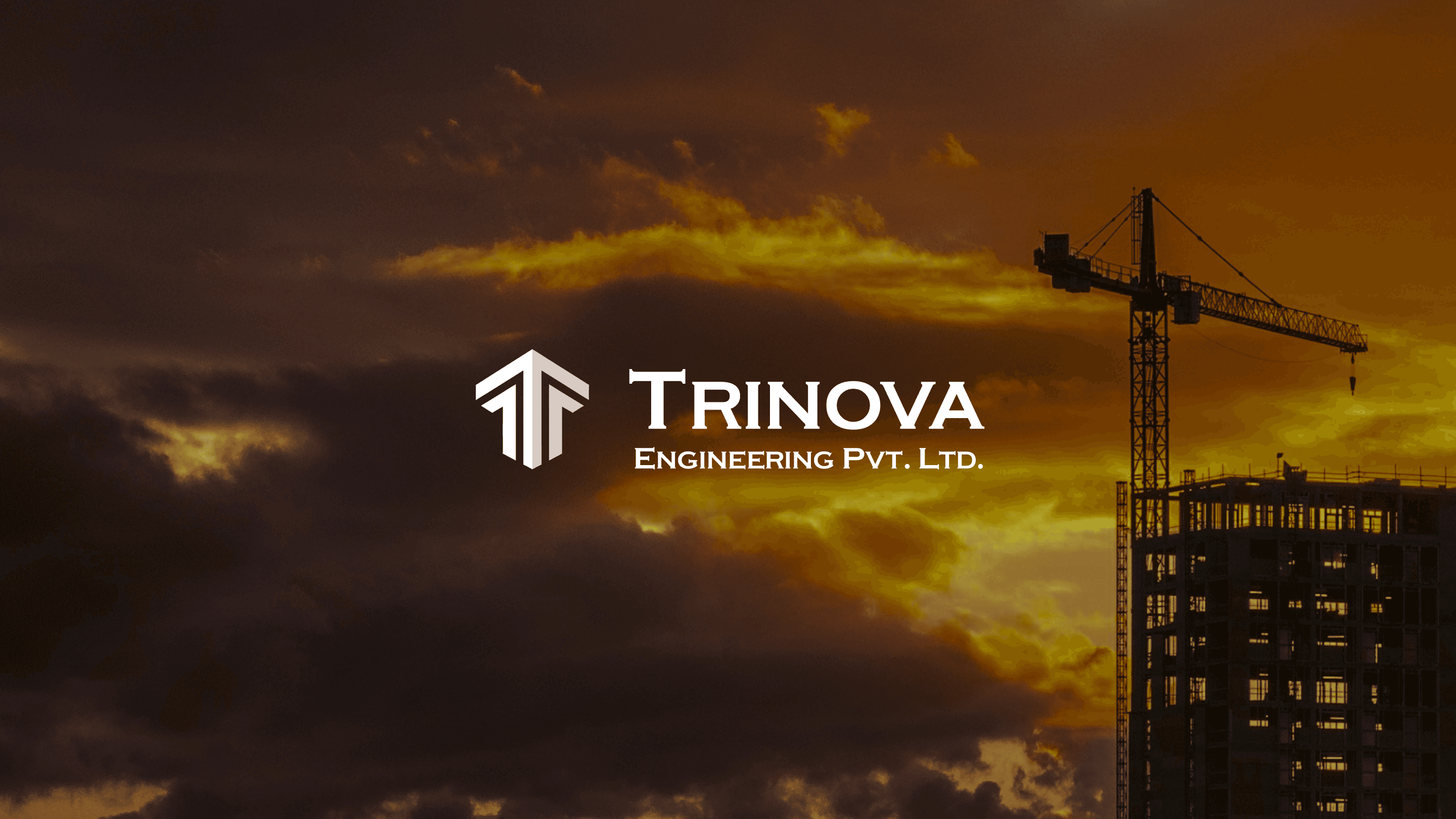 Trinova brand cover over a construction site at sunset