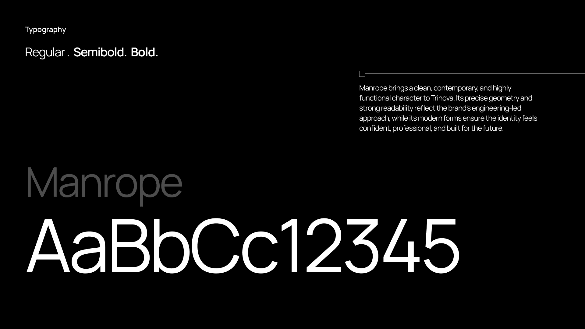 Trinova typography specimen — Manrope