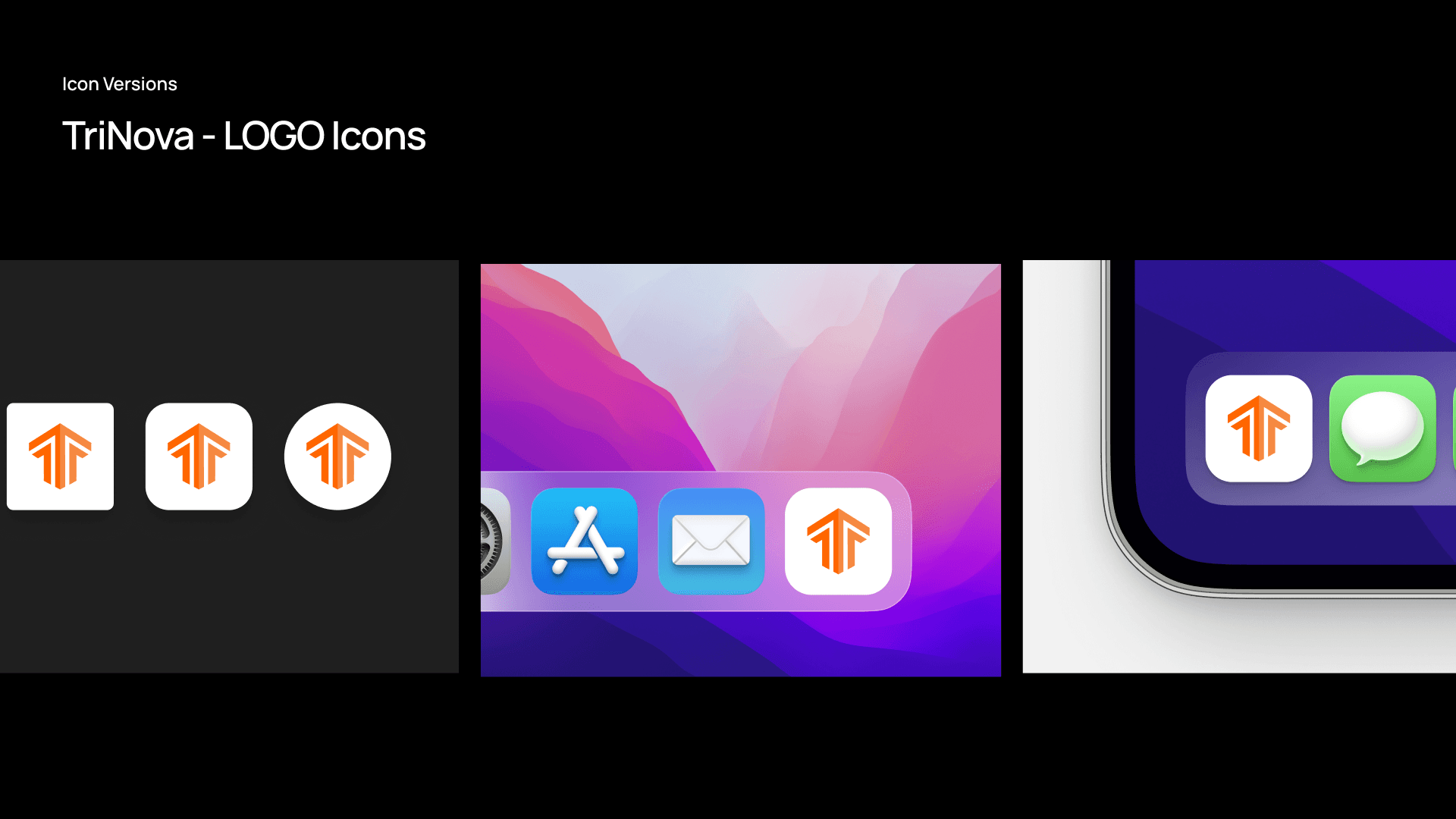 Trinova app icon versions across devices