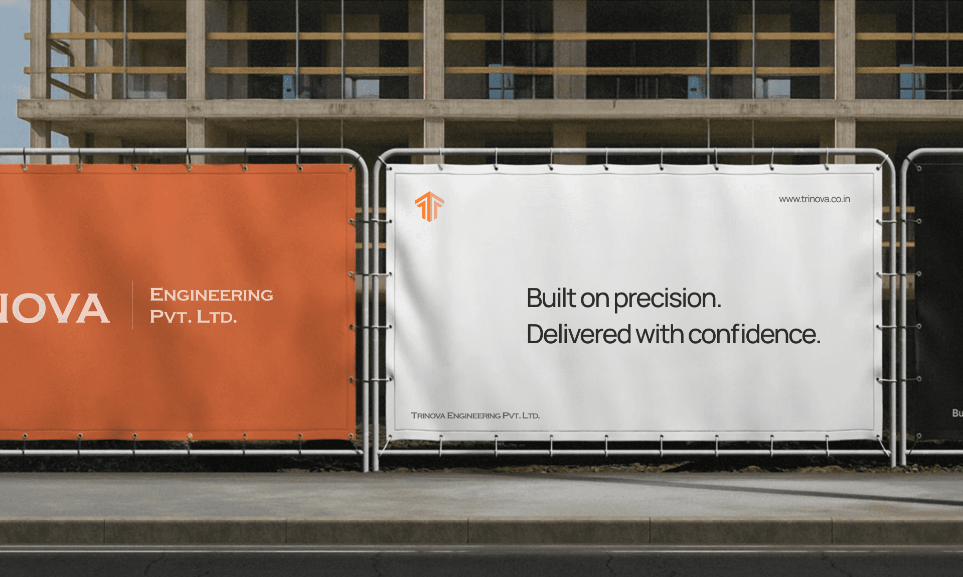 Trinova construction site billboard mockup